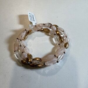 Torrid Pink‎ Beaded Stretch Bracelet Gold Accents Women's Fashion Jewelry